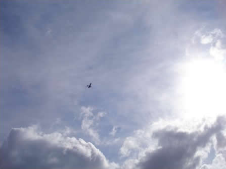 Lone airplane in the sky