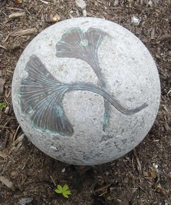 Ball etched with ginko leaves